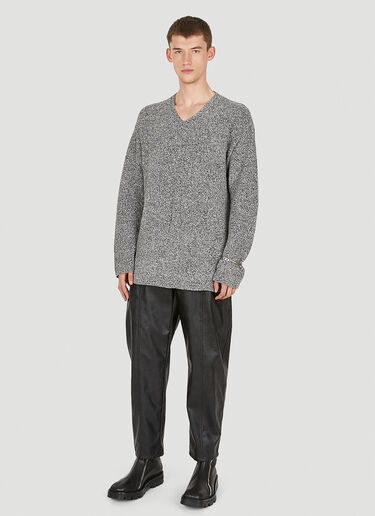 Dion Lee Marled Boucle V-Neck Sweater Grey dle0349006