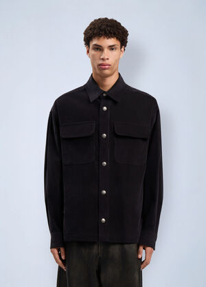 Palm Angels Classic Logo Corduroy Overshirt Grey pma0162058