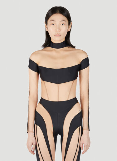 Mugler Cut Out Illusion Bodysuit Black mug0251033