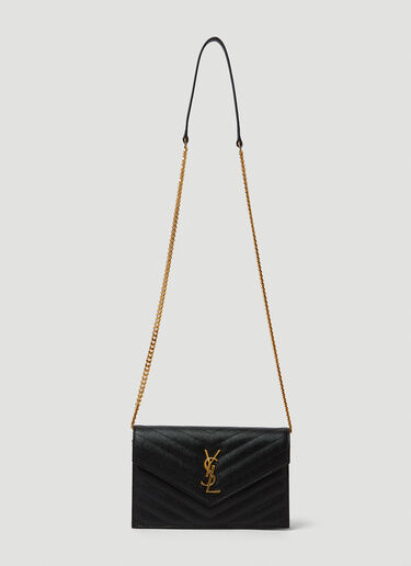 Saint Laurent 徽标铭牌单肩包 黑色 sla0249198