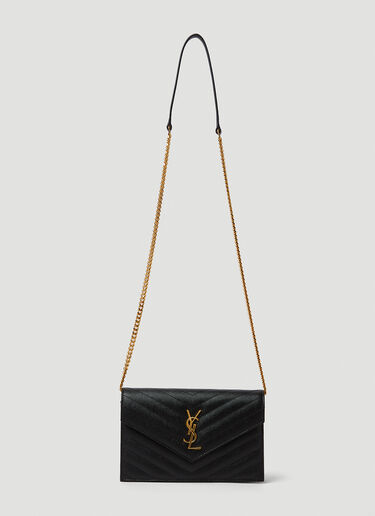 Saint Laurent Logo Plaque Shoulder Bag Black sla0249198