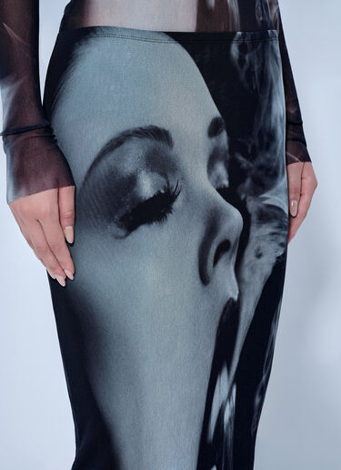 LN-CC® - Jean Paul Gaultier: Mesh Printed Smoking Women Long Skirt - Black Jean Paul Gaultier Mesh Printed Smoking Women Long Skirt Black jpg0266005