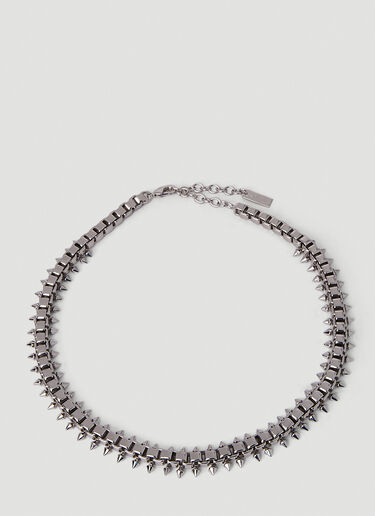 Saint Laurent Squares and Spikes Necklace Silver sla0249248