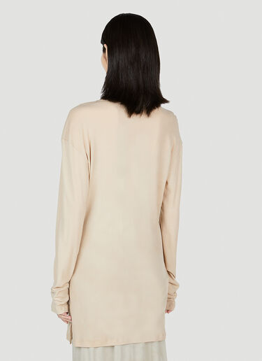 Miu Miu Logo Patch Long Sleeve T-Shirt Beige miu0252005