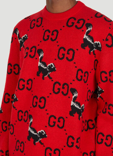 Horsebit Jacquard Sweater Gucci Horsebit Jacquard Sweater Red guc0151032