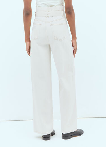 GANNI Heavy Denim Paperbag Jeans White gan0256002