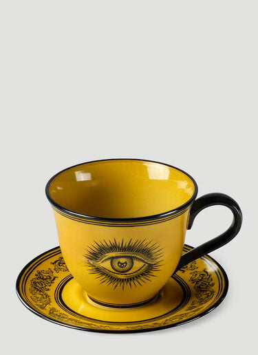 Gucci Set of Two Star Eye Coffee Cups with Saucers Yellow wps0690089