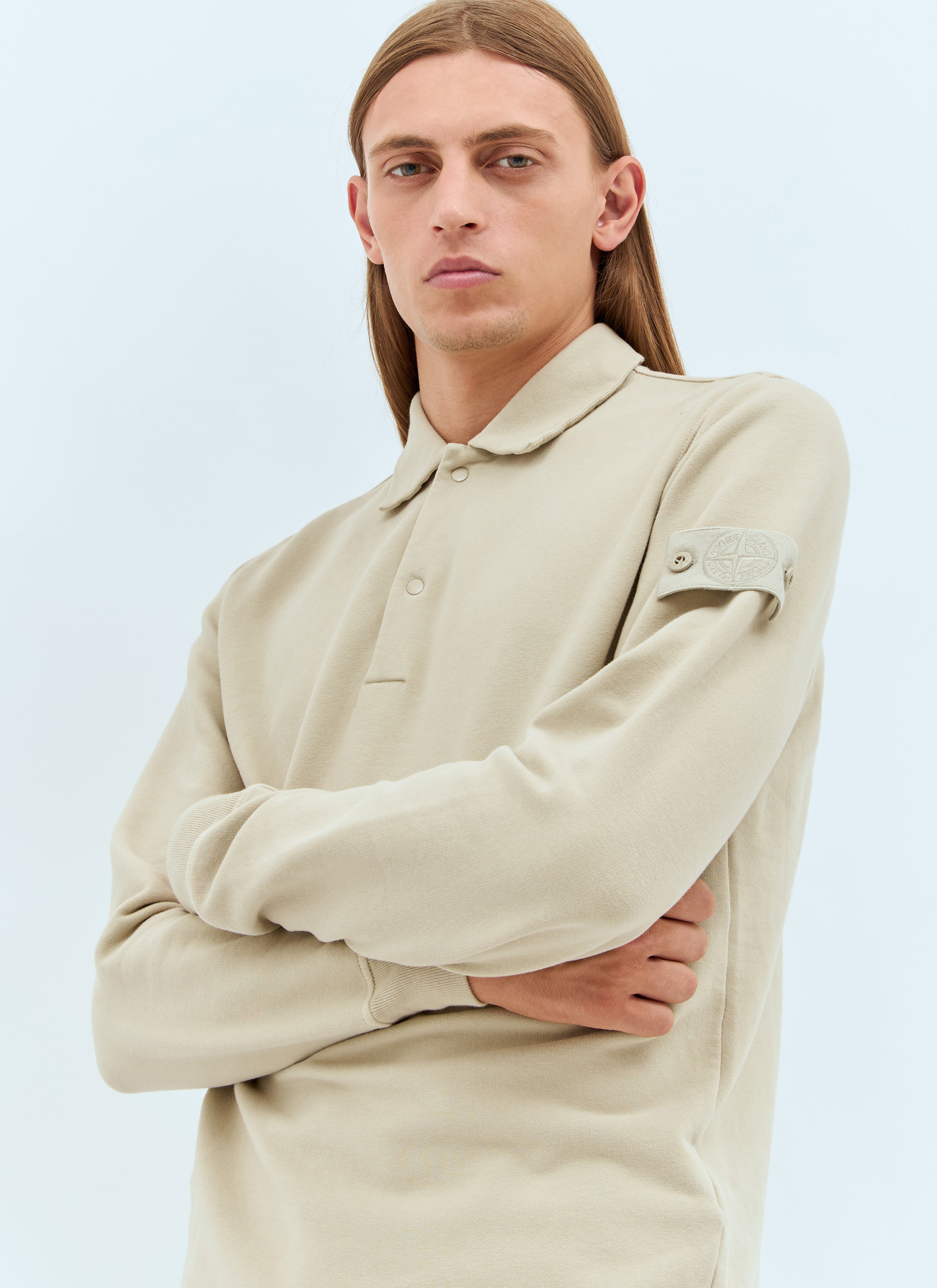 Beige stone island polo clearance