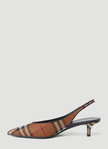 Burberry Check Kitten Heel Shoes Brown bur0252026