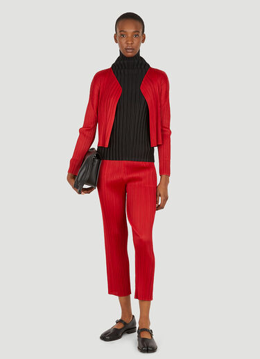 Pleats Please Issey Miyake Plissé Open Cardigan Red plp0251008