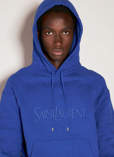 Saint Laurent Logo Embroidery Hooded Sweatshirt Blue sla0154001