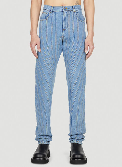 Mugler Structured Panel Jeans Black mug0351001