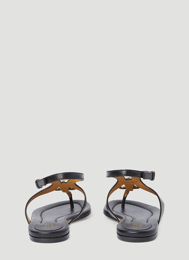 Gucci Double G Thong Leather Sandals Black guc0253132