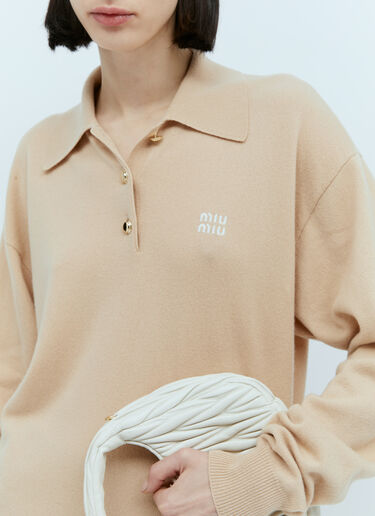 Miu Miu Cashmere Knit Polo Shirt Beige miu0254004