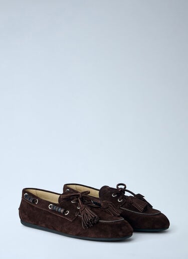 Miu Miu Suede Tassel Loafers Dark Brown miu0265020