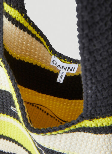 GANNI Crochet Stripe Tote Bag Black gan0251057