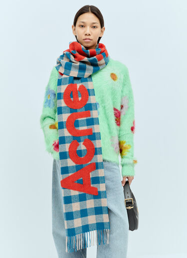 Acne Studios 체크 로고 스카프 블루 acn0256048