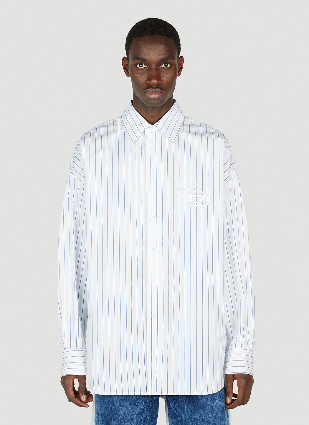 Diesel S Doubly Striped Shirt in White LN CC