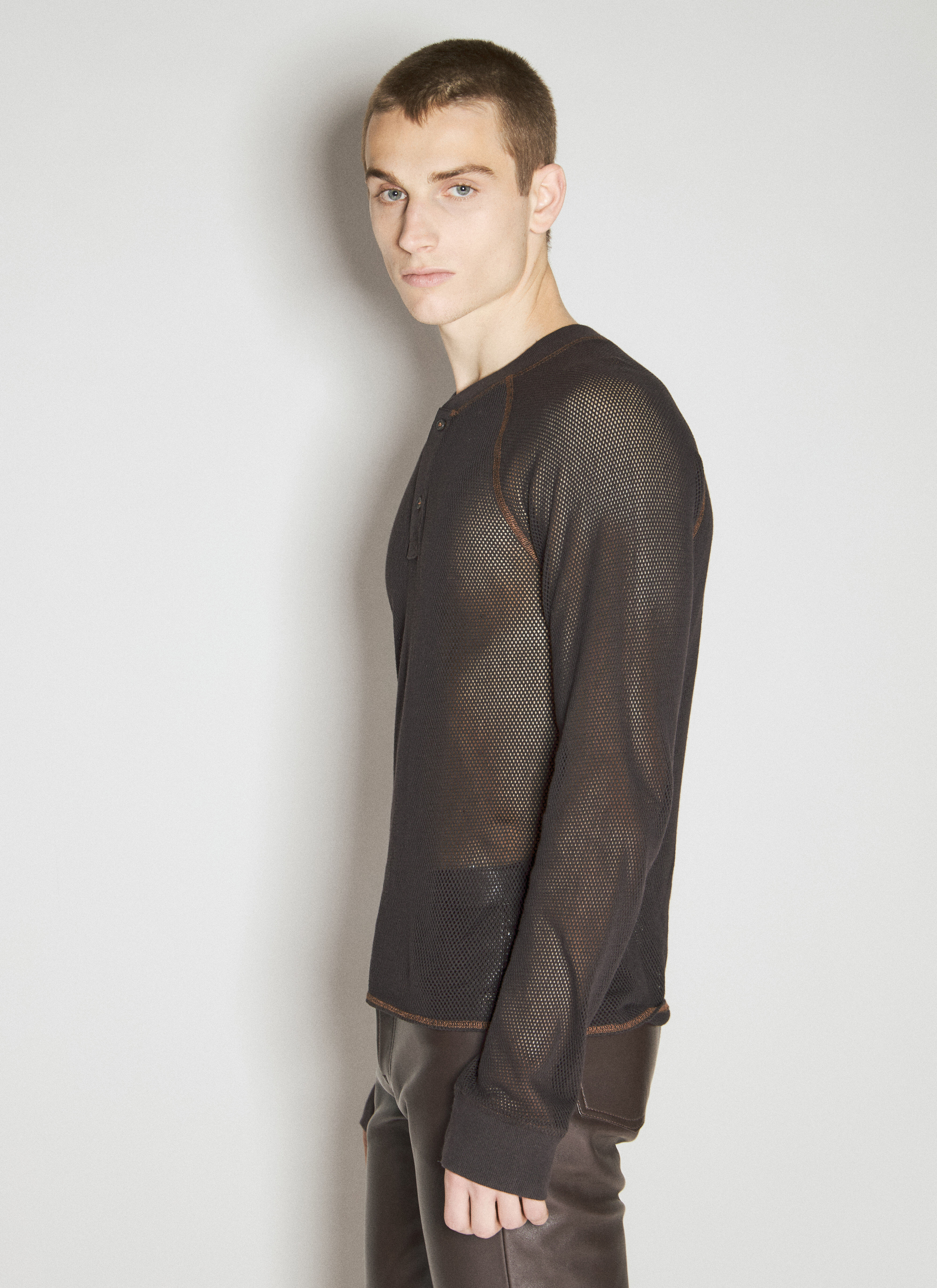 Honey Fucking Dijon Men's' x Acne Studios Mesh Knit Top in Brown