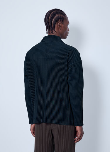 LN-CC® - Homme Plissé Issey Miyake: Pleated High Neck Cardigan - Black Homme Plissé Issey Miyake Pleated High Neck Cardigan Black hmp0166002