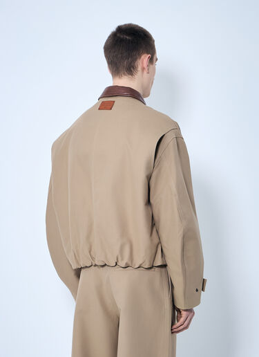 Acne Studios Twill Jacket With Leather Collar Beige acn0159002