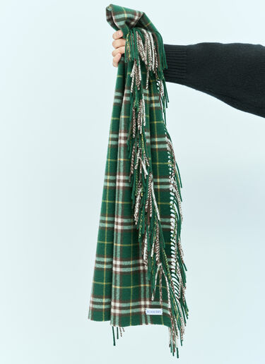 Burberry Check Cashmere Fringed Scarf Green bur0355006