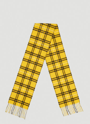 Marni ロゴプレート付きウールのチェックスカーフ イエロー mni0154009