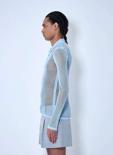 Gucci Embossed Technical Mesh Polo Top Light Blue guc0160005