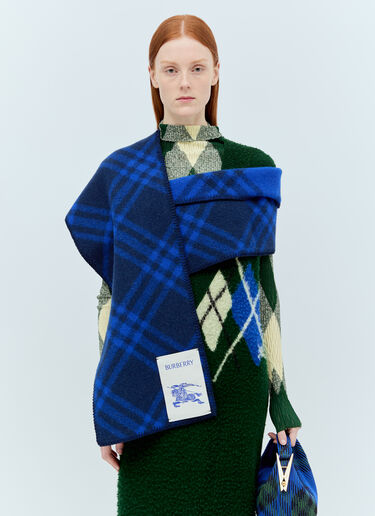 Burberry Check Wool Scarf Navy bur0355002