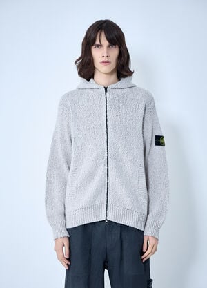 Stone Island Zip-Up Knit Hoodie Grey sto0164075