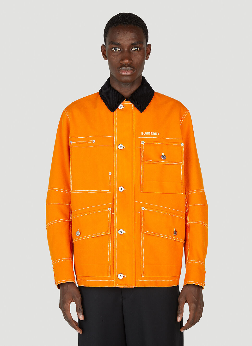 Burberry Collared Utility Jacket In Orange ModeSens