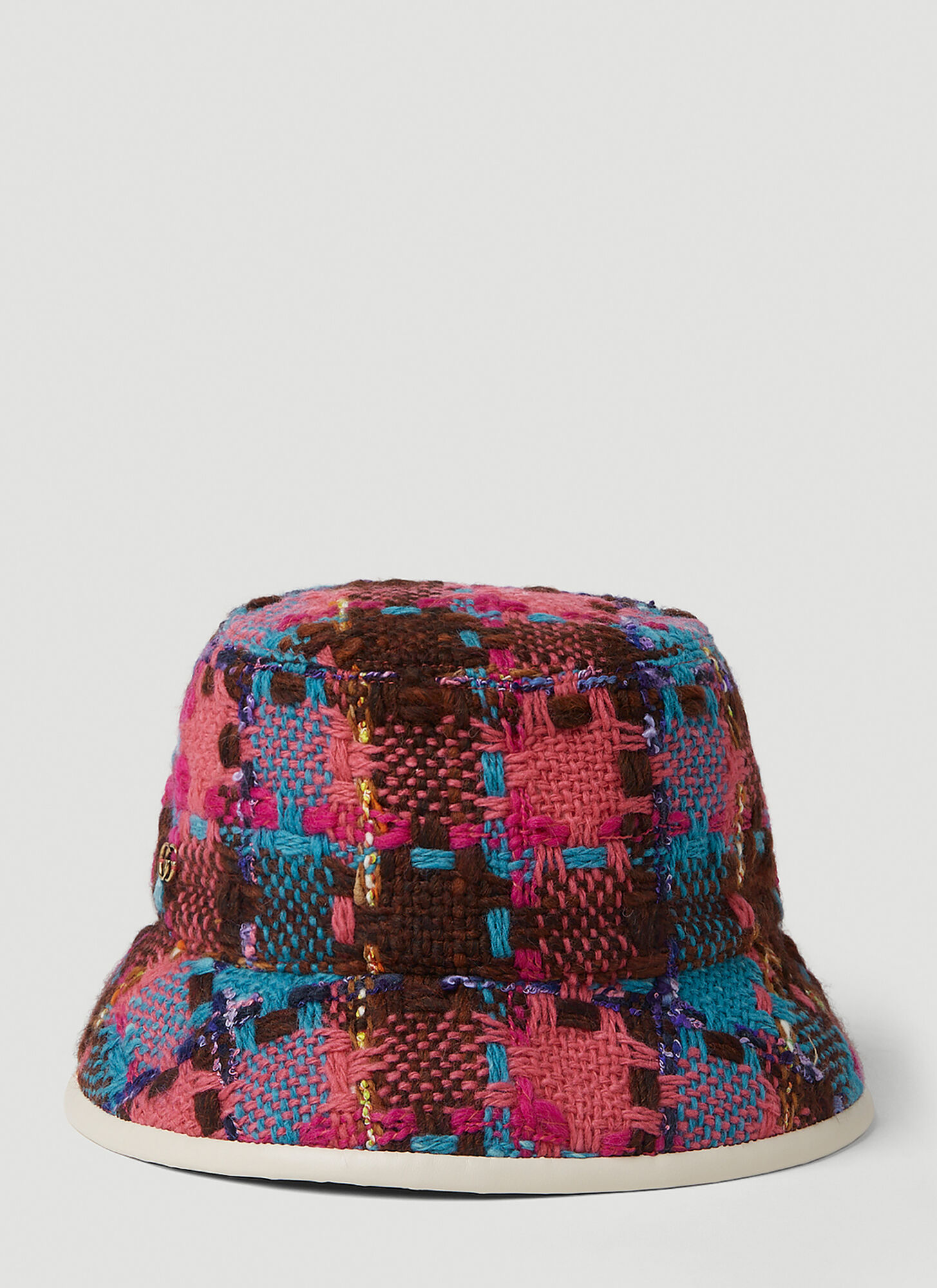 Shop Gucci Check Tweed Bucket Hat In Multicolour