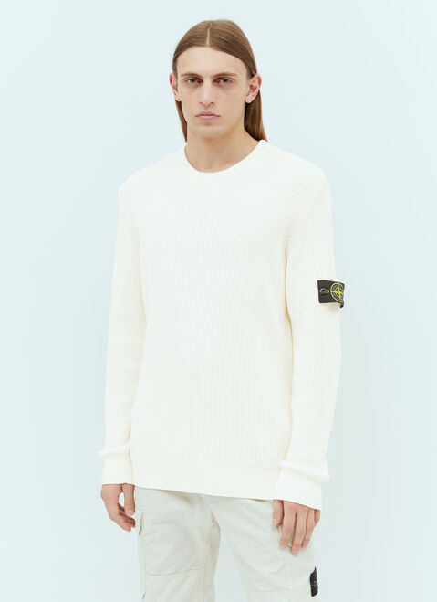Stone Island Compass Patch Rib Sweater Cream sto0154068