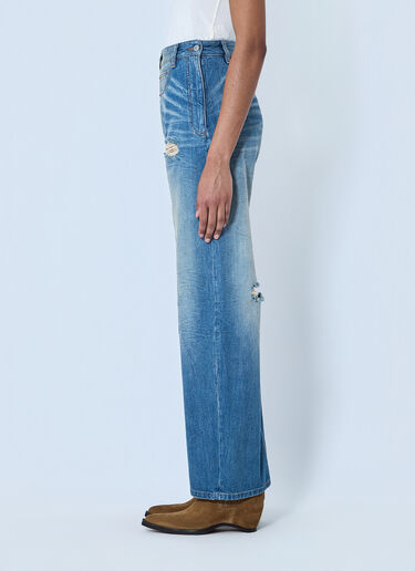 MM6 Maison Margiela Wide-Leg Distressed Denim Jeans Blue mmm0264060