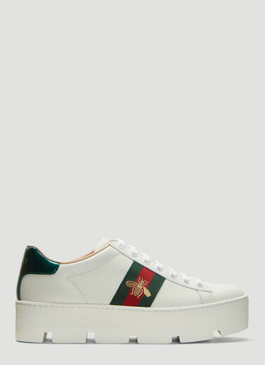 Gucci Ace Embroidered Leather Platform Sneakers White guc0237042