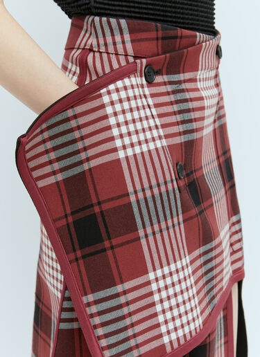 Issey Miyake Counterpoint Check Skirt Red ism0255002