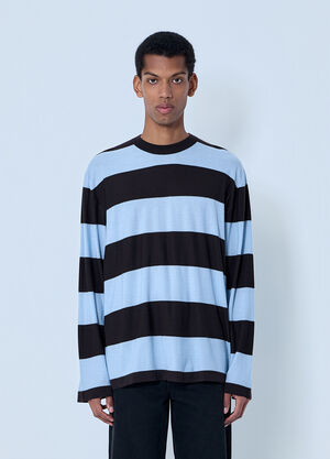Bottega Veneta Striped Long Sleeve T-Shirt Blue bov0164012