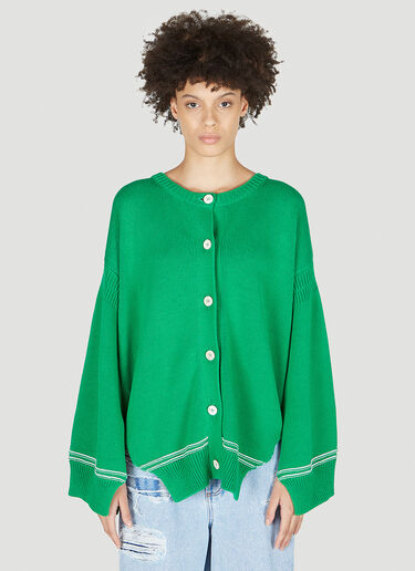 Marni 비대칭 헴 카디건 그린 mni0251008