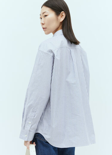 TOTEME Striped Half-Placket Shirt Blue tot0255037