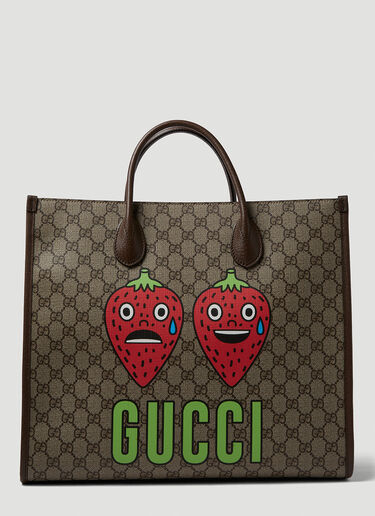 Gucci 草莓印花 GG 托特包 棕 guc0150224