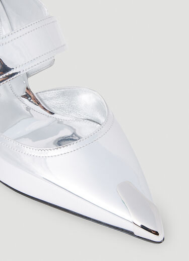 Alexander McQueen Metallic High Heel Mules Silver amq0252014