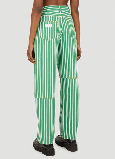 GANNI Striped Pants Green gan0251083