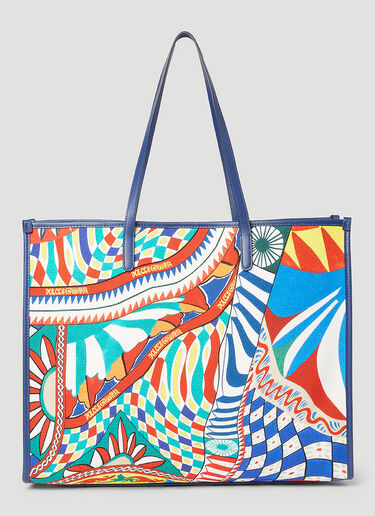 Dolce & Gabbana Carretto Print Canvas Tote Bag Blue dol0253033