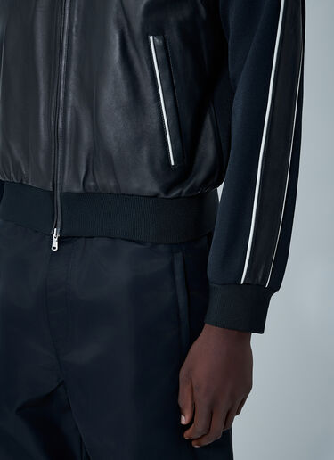 Wales Bonner Leather Logo Motif Bomber Jacket Black wbn0162006