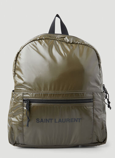 Saint Laurent Nuxx Logo Print Backpack Khaki sla0149047