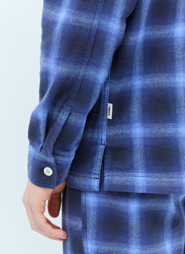 Tekla Plaid Pyjama Shirt Blue tek0355008