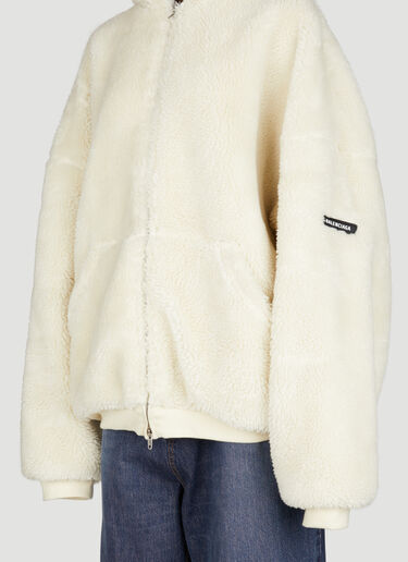 Balenciaga Outerwear Zip-Up Hooded Sweatshirt Beige bal0255023