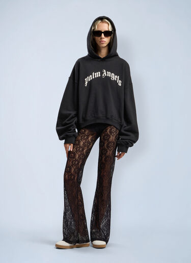 Curved Logo Track Crop Hooded Sweatshirt Palm Angels Curved Logo Track Crop Hooded Sweatshirt Black pma0262077