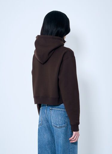 Miu Miu Logo Motif Hooded Sweatshirt Brown miu0260003