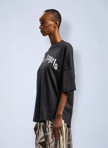 Curved Logo Over T-Shirt Palm Angels Curved Logo Over T-Shirt Black pma0262073